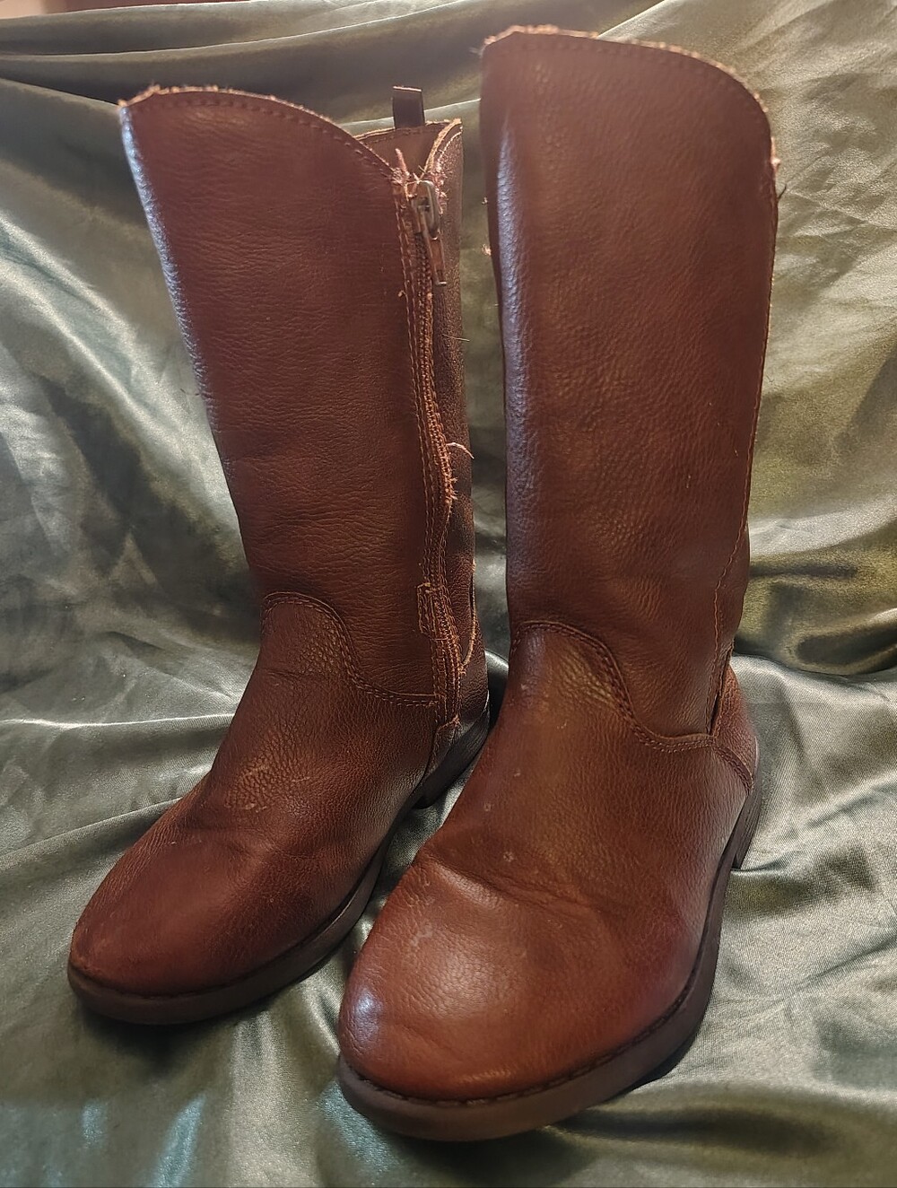 OshKosh B'gosh Girls Size 11 Brown Knee High Riding Boots Side Zip